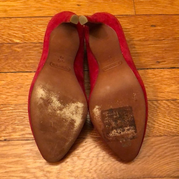 Like New Red suede Coach Heels Size 5.5 - Picture 3 of 6